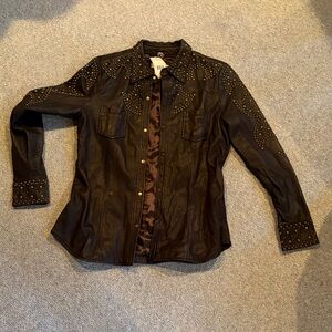 Brand New Stetson Studded Dark Brown Leather Jacket